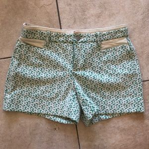 Green and cream lace Anthropologie shorts